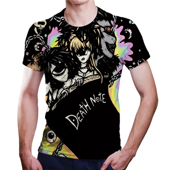2021 Vyrų Anime Death Note, Grafinis T-shirt Super Cool Mados Harajuku Manga Trumpas Rankovės Anime Drabužiai Laisvi Vasaros Top 6XL