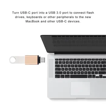 USB C Tipo C Male Į USB 3.0 Female Jungtis Converter 