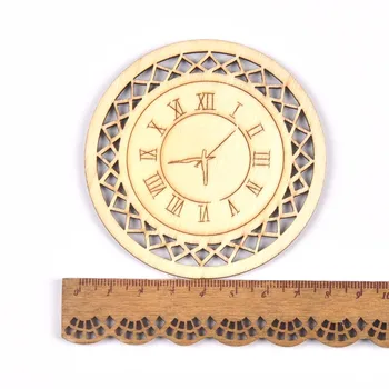 4pcs sumaišykite Apvalus Laikrodis Natūralios medinės Scrapbooking Carft Namų dekoro 