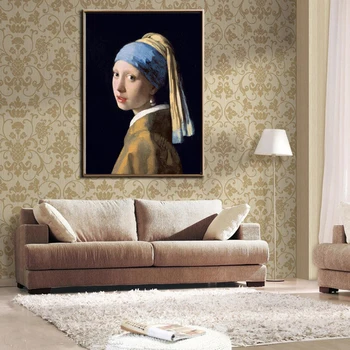 Šiuolaikinės Žinomų Tapybos Mergina Su Perlo Johannes Vermeer Drobė Paveikslų, Klasikinio Pav Plakatai Ir Spausdina Plakatas Namų Dekoro