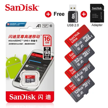 Sandisk Ultra Micro SD 256 GB 128GB 64GB 32GB 16GB Kortelės SD/TF Flash Kortelės Atminties Kortelės 98MB/S UHS-I 