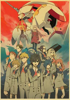 DARLING Į FRANXX Retro Plakatai Japonų Tapybos Drobės Anime Plakatai Sienos paveiksl Apdailos Namų Dekoro
