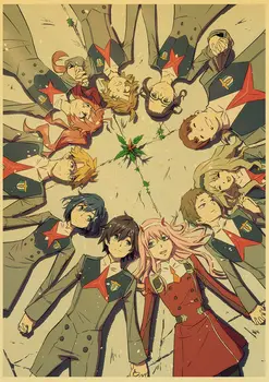 DARLING Į FRANXX Retro Plakatai Japonų Tapybos Drobės Anime Plakatai Sienos paveiksl Apdailos Namų Dekoro