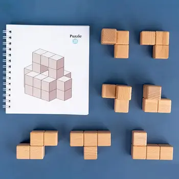 3D Loginis Mąstymas Medienos Blokai Krovimas Žaidimas Kūrybos Švietimo Žaislas Pažinimo Mokymosi Pagalbos Priemonė Bamblys Vaikas