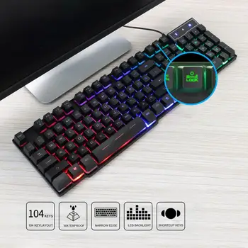 IMICE AK-600 Laidinio Žaidimų Klaviatūra, Mechaninė Apšvietimu Klaviatūras, USB Klaviatūros Kompiuterinių Žaidimų Klaviatūrų su Skystųjų Nukreipimo Anga
