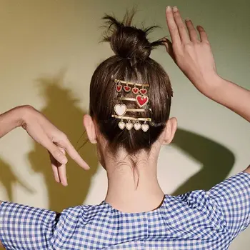 Naujas 1pcs Korėja Metalo Aukso Spalvos Širdies Plaukų Clips Plaukų Aksesuarai Moterims Derliaus Lydinio Plaukų Smeigtukai Hairgrip Dropshipping
