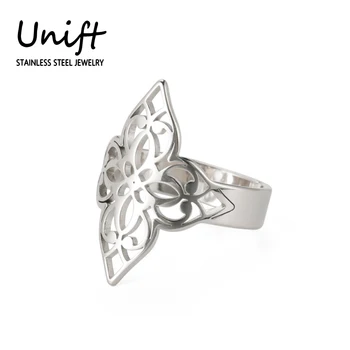 Unift Filigranas Tuščiaviduriai Gėlės Žiedas Moterims Aukščio Nerūdijančio Plieno Žiedai Priedai Vintage Papuošalai Vestuvių Juostoje Dovana