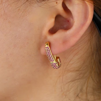 Aukštos kokybės mikro nutiesti Kubinis cirkonis spalvinga cz saugos pin dizaino atidaryti smeigtukai elegantiškas moterų mados auskarai