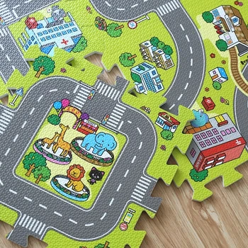 Miesto Kelių Švietimo ir blokavimo plytelės ir eismo maršrute žemės trinkelėmis (nėra edge) Naujas! 9pcs Kūdikių EVA putų įspūdį žaisti grindų kilimėlis