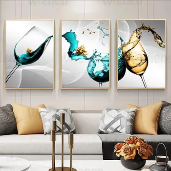 Swaying Goblet Drobės Spausdintos Sienų Apdailai Vyno Gėrimas, Plakatų ir grafikos Vyno taurė paveiksl Kambarį Bar Pub Dekoras