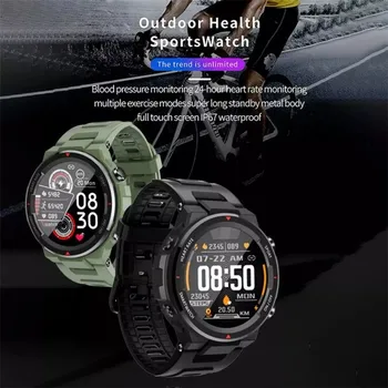 Q70C Smart Žiūrėti vyriški Laikrodis Armijos Lauko Sveikatos 24 Valandas Stebėti Širdies ritmą, Kraujo Spaudimą per Visą Ekraną Palieskite Vandeniui