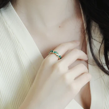 2021 Naujas Prabangus Green Crystal Aukso Žiedus Neo Gotikinio Merginos Piršto Seksualus Papuošalai Vestuves Nustatyti Priedai Žiedai Moteris