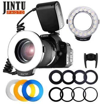 JINTU RF-550 Makro 48 LED blykste Žiedas Šviesos Nikon D500 D5500 D3400 D750 D7100 D7200 D90 D800 D800E,D810 + 6pcs Adapterio žiedus