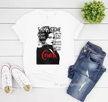 2021 Cruella De Vil T Shirts Grafinis Spausdinti Marškinėliai Moterų Drabužiai Juokinga Harajuku Moterys T Shrit Vasaros Viršūnes Streetwear