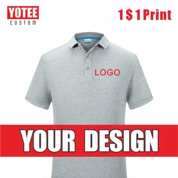 YOTEE Grynos Medvilnės Polo vyriški Marškinėliai Logo Užsakymą Siuvinėjimo Asmens Grupės 