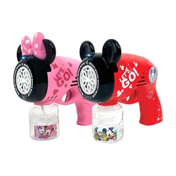 Disney Mickey Minnie penkių skylių bubble gun vaikų burbulo pūtimo mašina vasaros didelės talpos burbulas žaislas