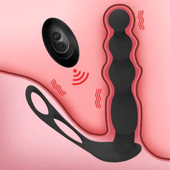 Vyrų prostatos masažas vibratoriai, varpos žiedas analinis kaištis stimuliatorius butt plug atidėti ejakuliacija Erotika suaugusiųjų pora vyras sekso žaislai