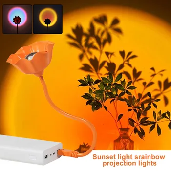 USB Saulėlydžio Projekcija Lempos Vaivorykštės Atmosfera Led Nakties Šviesos Saulėlydžio Šviesos Namuose Miegamojo Sienos Fone Tiktok Stalo Lempa