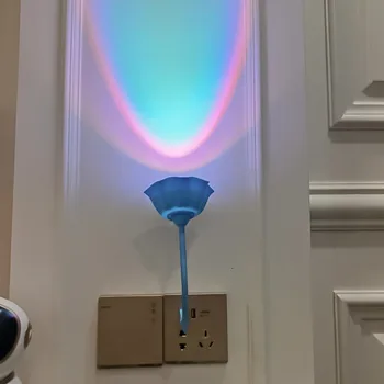 USB Saulėlydžio Projekcija Lempos Vaivorykštės Atmosfera Led Nakties Šviesos Saulėlydžio Šviesos Namuose Miegamojo Sienos Fone Tiktok Stalo Lempa