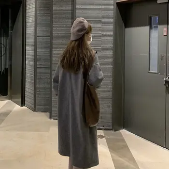 Moterų Vilnos Mišiniai Didelis Dydis 3XL Prarasti dvieiliai Vilnoniai Paltai Studentų Japonų Preppy Stilius Laisvalaikio Elegantiškas Streetwear Naujas