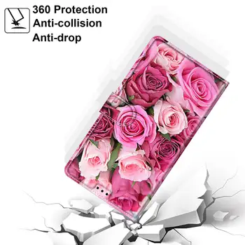 Prabangus Rožių Žiedų Odos Atveju Xiaomi Redmi 9T 9 9a 9c NFC 9AT 9i 8 7A 6A 10X 9 Premjero Coque Gėlių Telefoną, Piniginę, Flip Dangtelis