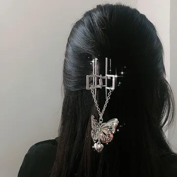 Moterų Korėjos Paprastas Metalo Tuščiaviduriai Iš Plaukų Letena Geometrinis Plaukų Letena Sidabro Spalvos Kietas Mados Mergaičių Plaukų Aksesuarai