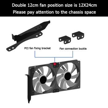 Vaizdo Grafikos plokštė Vandens Aušintuvo Radiatoriaus Grafikos plokštės Aušintuvas Dual Fan Rack Mount PCI Lizdas-Laikiklis, skirtas 90mm 120mm Ventiliatorius