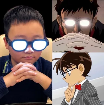Anime Detective Conan Ikari Gendou Akinius, Cosplay Kostiumai, LED Šviesos Akiniai Juokingas Rodyti Helovinas Šalis Cosplay Rekvizitai