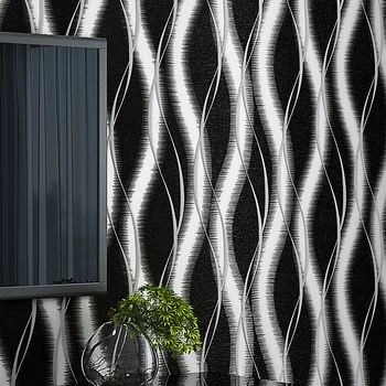 Šviesiai Mėlyna Reljefinės Tekstūros Geometrinės Linijos Tapetai Namų Puošybai 3D Reljefo Juodos ir Baltos Sienos Popieriaus Ritinio