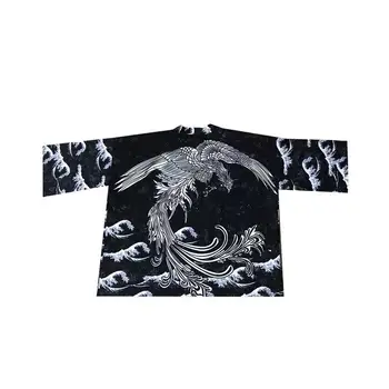 Japonijos Harajuku Ilgai Phoenix Chalatas Kimono Vyrų, Moterų Retro Prarasti Plonas Megztinis Saulės Striukė Yukata Geiša Azijos Drabužių