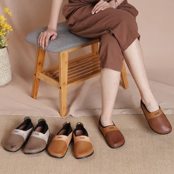 Careaymade-Spalvų minkšta pado batai moterų natūralios odos minkštas paviršius patogus atsitiktinis retro keturi metų laikai vienu batai