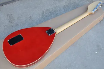 Nemokamas pristatymas raudona \ mediniai elektrine gitara, su pusiau tuščiaviduriai ovalo formos kūno, SISTEMA pikapas, klevų kaklo, vibratorius tiltas