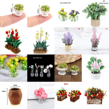 Mini Mielas Žaliųjų Augalų Puodą , Gėlės,Vazos, Modeliavimo Vazoninių Augalų, 1:12 Lėlių Miniatiūriniai Lėlių Namai, Baldai, Namų Dekoro