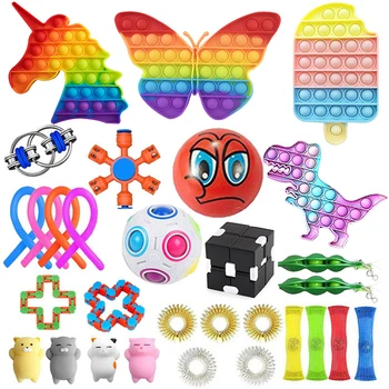 Fidget Žaislų Paketas Anti Stresas Žaislų Rinkinys Dovanų Suaugusiems Mergina Vaikų Antistress Jutimo Dinozaurų Vienaragis Fidget Toy Box Set