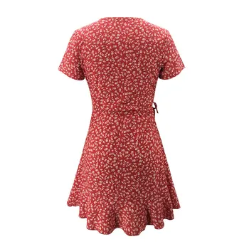 2021 Vasaros Moterų Nauja Susiėmę-line Sijonas Šalis Saldus Ir Elegantiškas V-kaklo Nėrinių Sijonas Gėlių Aukšto Juosmens Mini Suknelė