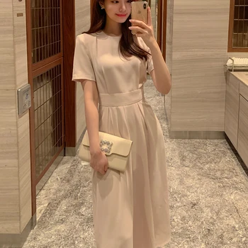 Moterų Elegantiškas Vestidos 2021 M. Vasarą Korėjos Stiliaus Plonas Elegantiškas Šalis Atsitiktinis Chic Išsiliejo Suknelės