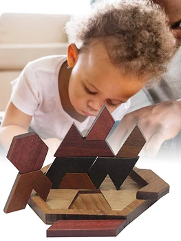 Dėlionės Montessori Žaislas Šešiakampės Medinės Geometrinės Formos Pjūklelis Dėlionės (Galvosūkiai) Šachmatų Žaidimą Vaikams Švietimo Žaislas, Stalo Žaidimai