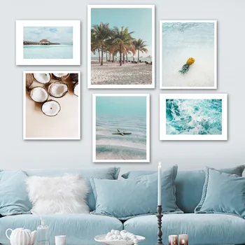 Palmių Ananasų Paplūdimys Žvaigždė Kokoso Jūros Šiaurės Plakatai Ir Spausdina Sienos Meno Tapybos Drobės Sienos Nuotraukas Gyvenimo Kambario Dekoro