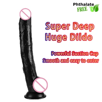Didžiulis Dvivietis Tikroviškas Dildo minkšta medžiaga, didelis Didelis Penis Su siurbtuko Sekso Žaislai Moters Moterų Masturbacija