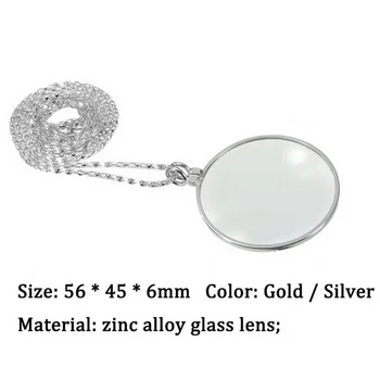 2020 Dekoratyvinis Monocle Karoliai Su 5x didinamasis stiklas Didinamojo Stiklo Pakabukas Aukso Sidabro Padengtą Grandinės Karoliai Moterų Papuošalai