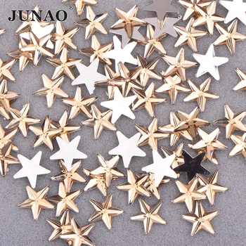 JUNAO 100pc 10mm Pilka Spalva Star kalnų krištolas Aplikacijos Klijai Ant Drabužių Patche Flatback Apdailos Akmuo Kristalas