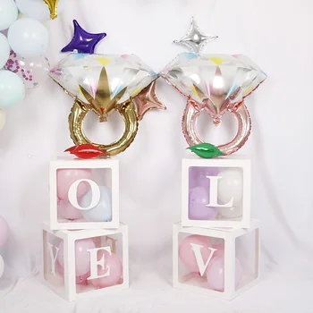 1set Deimanto žiedas spalvos deimanto žiedas Folija balionai Vestuvės valentino diena pasiūlyti santuoka apdaila, namų apyvokos daiktai