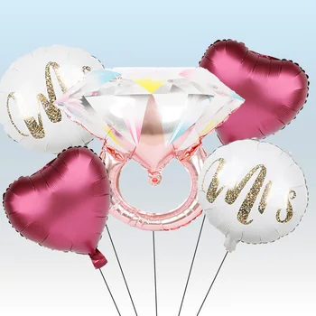 1set Deimanto žiedas spalvos deimanto žiedas Folija balionai Vestuvės valentino diena pasiūlyti santuoka apdaila, namų apyvokos daiktai