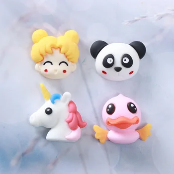 20Pcs Mini Animacinių filmų Panda Vienaragis Plokščių Derva, Kietas Papuošalai Amatų Medžiagų Butas Atgal Derva 