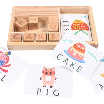 Medienos Kartono Mokytis anglų kalbos Mediniai Žaislai Vaikams Vaikų Pažinimo Dėlionės Kortelės Montessori Ugdymo Dovana