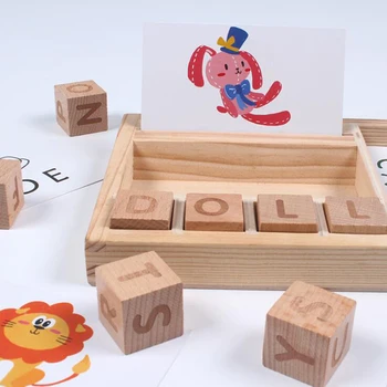 Medienos Kartono Mokytis anglų kalbos Mediniai Žaislai Vaikams Vaikų Pažinimo Dėlionės Kortelės Montessori Ugdymo Dovana