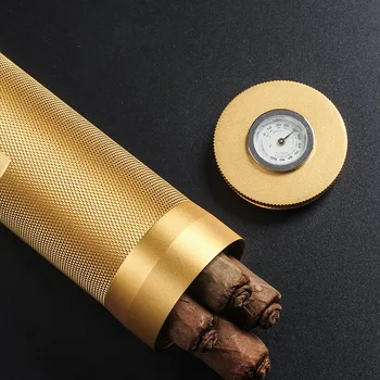 COHIBA Cigarų Vamzdis Humidoras Dalykėlių Kelionės Aliuminio Lydinio Cigarų Priedai Nešiojamų Jar Metalo W/ Drėkintuvas Drėgmėmačiu