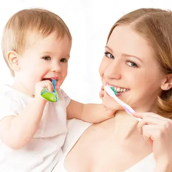 Baby dantų Šepetėlis Amžiaus 0-2 Easy-Grip Piršto Tvarkyti Dantis Trinkelėmis Extra Soft Bristle Vaikiška Dantų & Kūdikio Dantenų