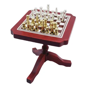 Miniatiūriniai Šachmatų Rinkinį ir Stalo Magnetas Šachmatų 1:12 Masto Lėlių Priedai