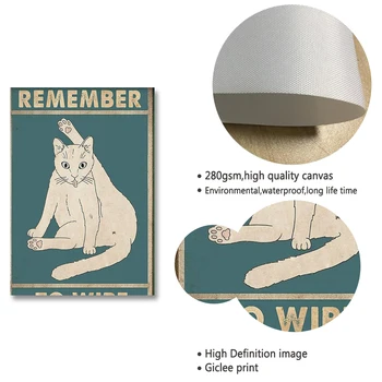 Nepamirškite Nuvalyti Black Cat White Cat Plakatus Retro Įdomus Vonios Kambarys Drobės Tapybos Tualetinio Humoro Nuotraukas Šiaurės Šalių Namų Dekoro